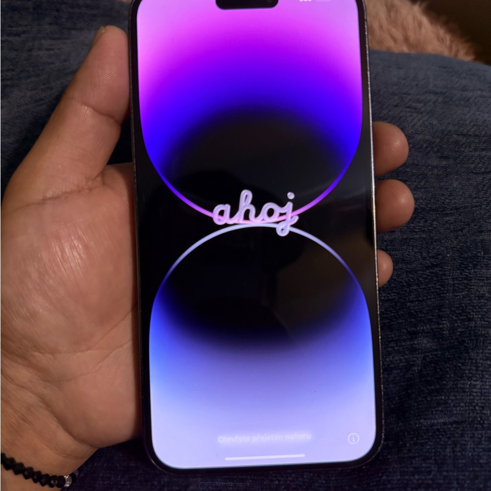 Black Smartphone with Purple Display